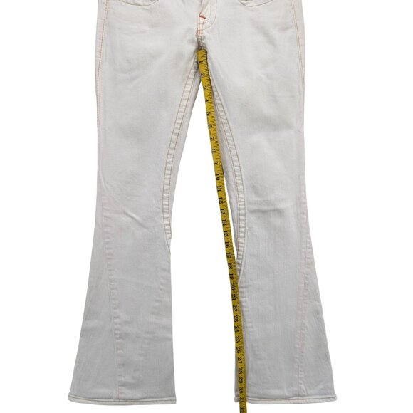 Vtg True Religion Joey Flare Jeans Womens White Ultra Low Rise Y2K Denim Size 27 - Picture 9 of 11